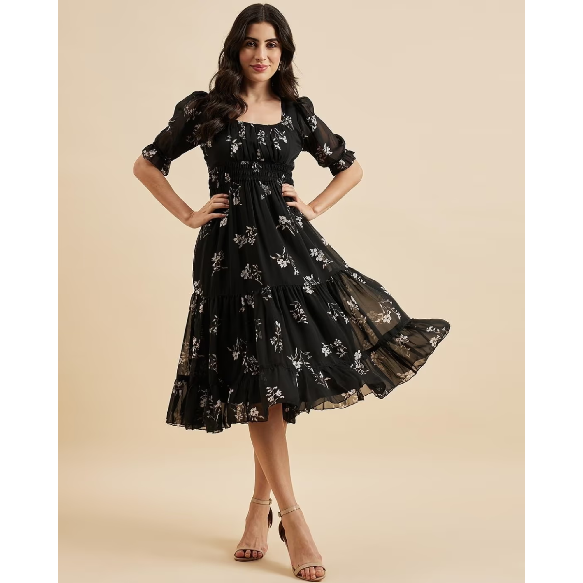 AZIRA Women Floral Print Fit & Flare Dress
